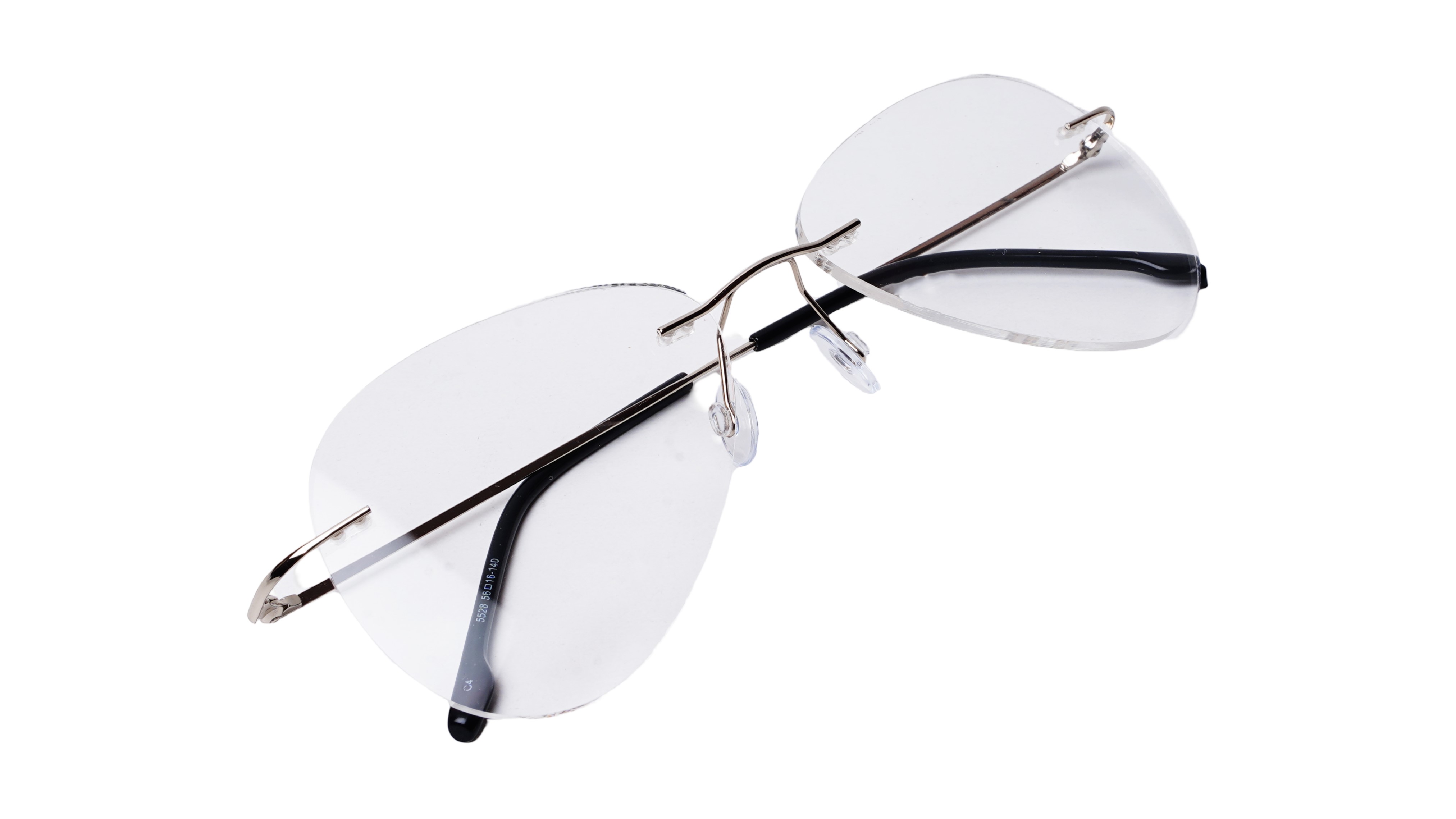 Soigné Unisex Rimless Aviator Spectacle Frame.Silver-Large