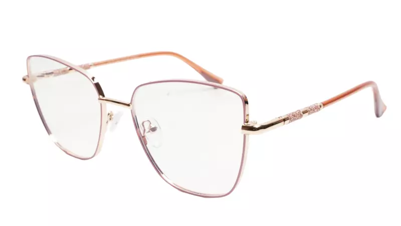 Soigné Female Oversized Cat Eye Spectacle Frame.Gold&Pink