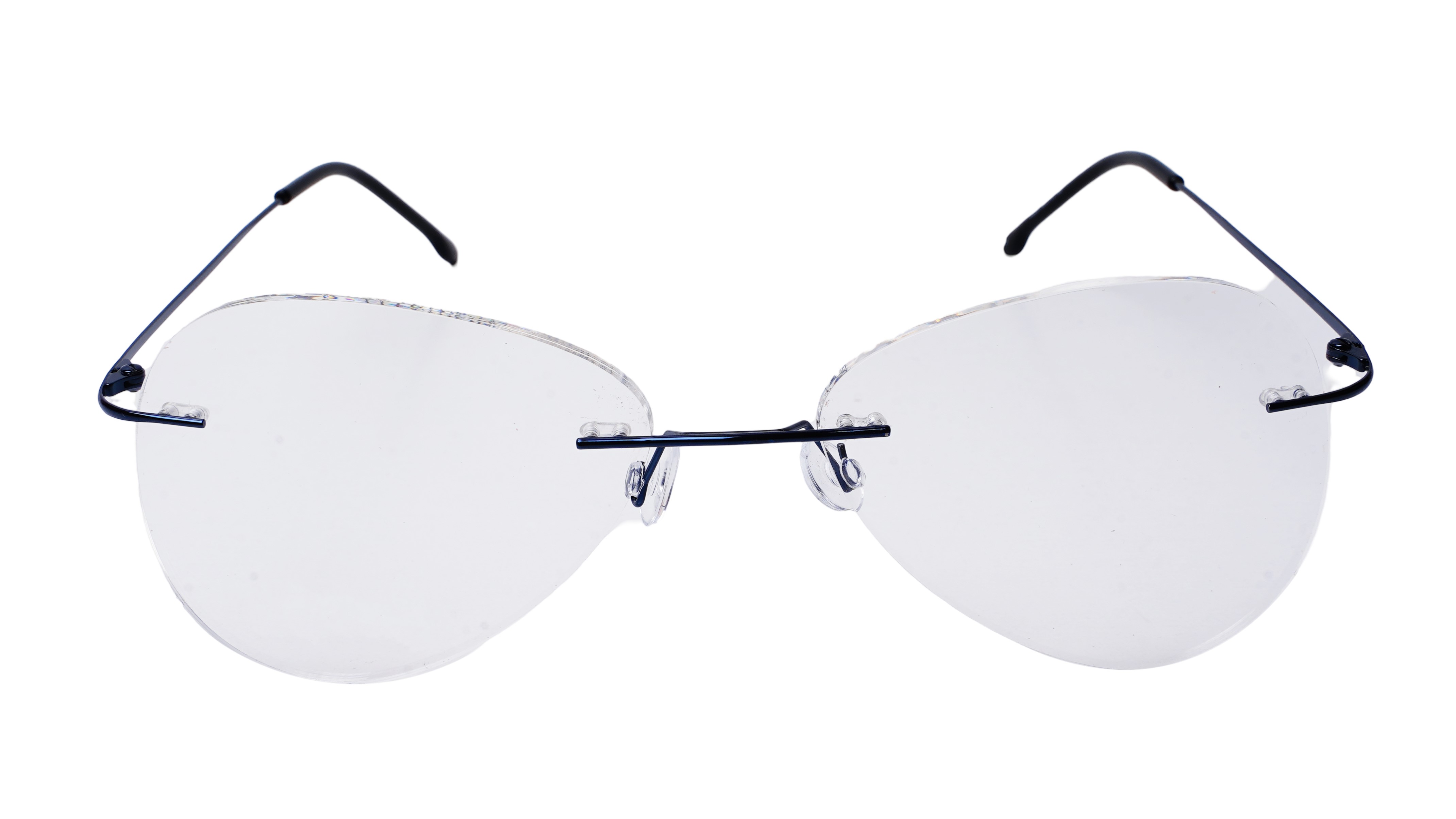 Soigné Unisex Rimless Aviator Spectacle Frame.Blue-Large