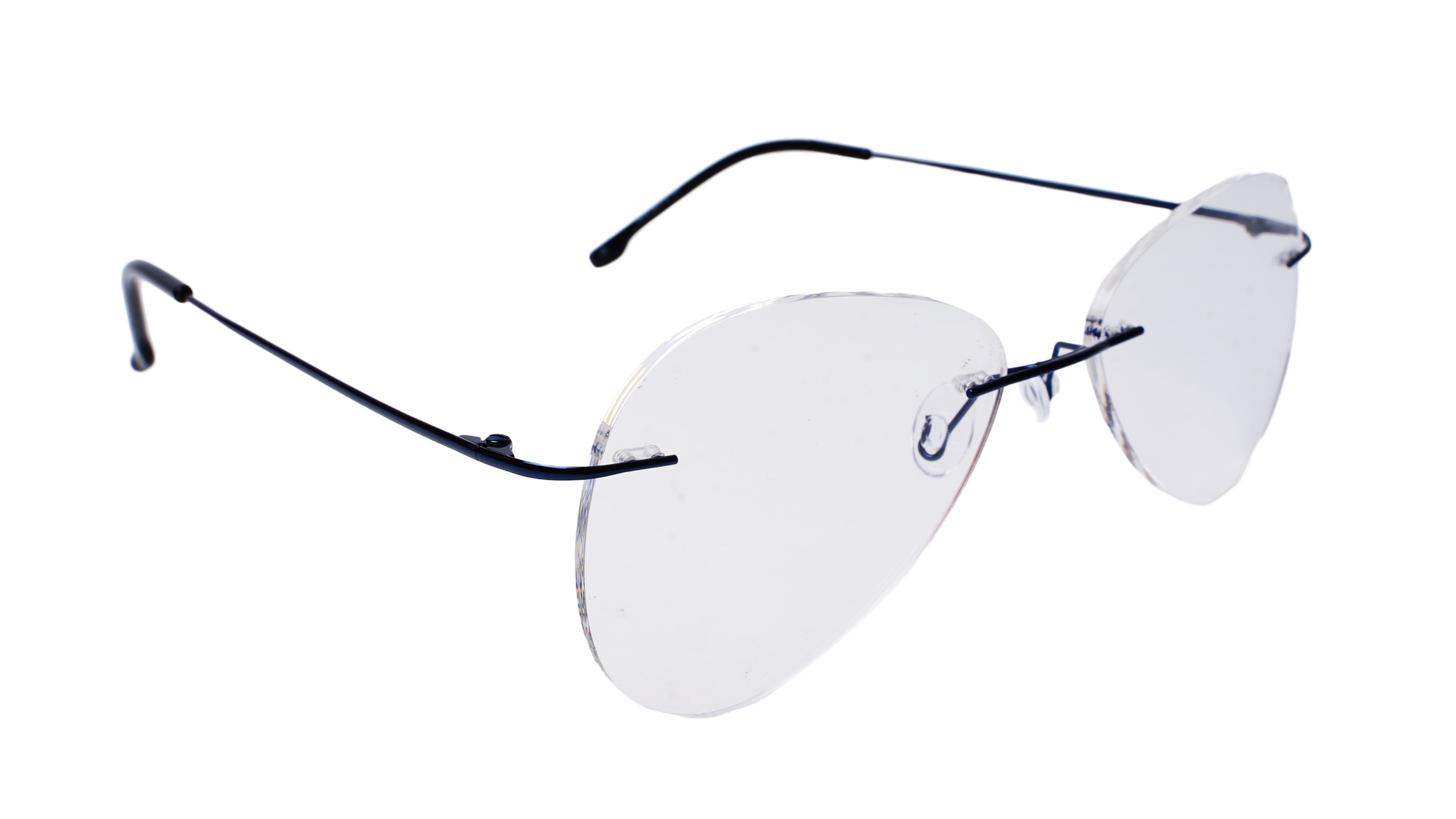 Soigné Unisex Rimless Aviator Spectacle Frame.Blue-Large