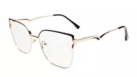 Soigné Female Oversize Cat Eye Spectacle Frame.Golden&Black