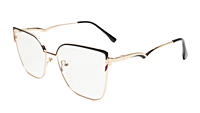 Soigné Female Oversize Cat Eye Spectacle Frame.Golden&Black Soigné Female Oversize Cat Eye Spectacle Frame.Golden&Black