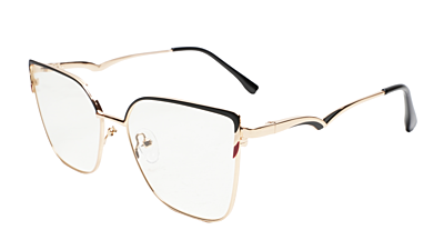 Soigné Female Oversize Cat Eye Spectacle Frame.Golden&Black
