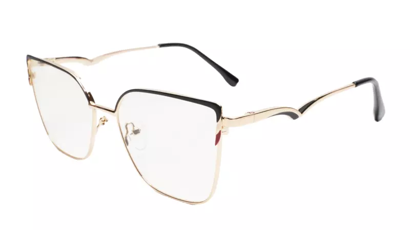 Soigné Female Oversize Cat Eye Spectacle Frame.Golden&Black