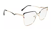 Soigné Female Oversize Cat Eye Spectacle Frame.Golden&Black