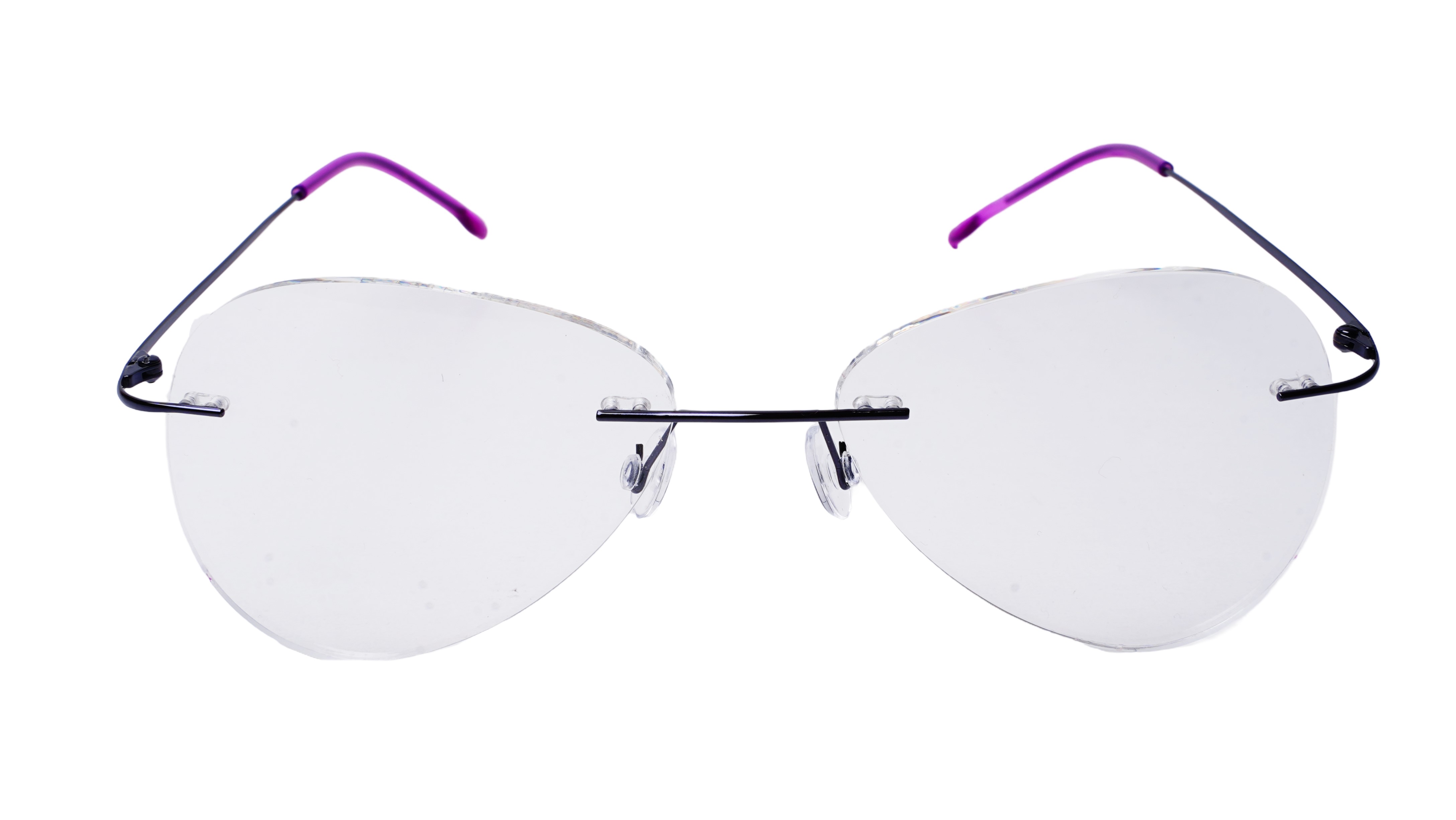 Soigné Female Rimless Aviator Spectacle Frame.Black-Large