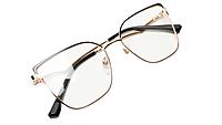 Soigné Female Oversize Cat Eye Spectacle Frame.Golden&Black Soigné Female Oversize Cat Eye Spectacle Frame.Golden&Black