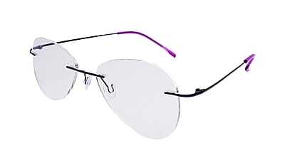 Soigné Female Rimless Aviator Spectacle Frame.Black-Large