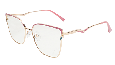 Soigné Female Oversize Cat Eye Spectacle Frame.Golden&Pink