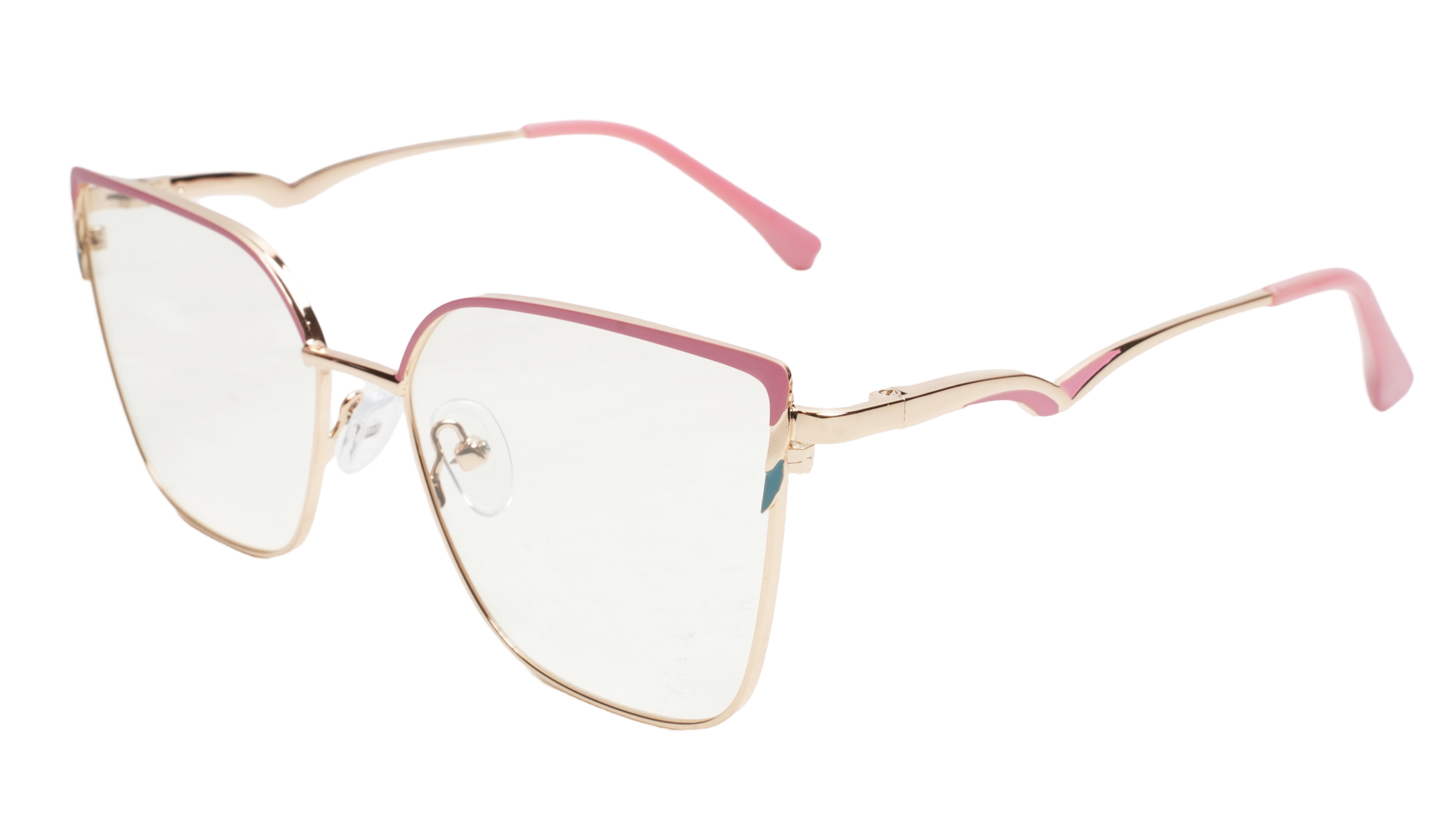 Soigné Female Oversize Cat Eye Spectacle Frame.Golden&Pink