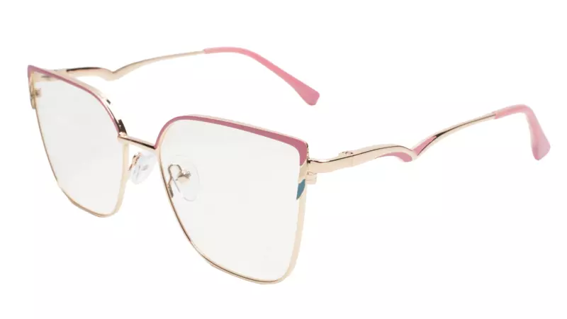 Soigné Female Oversize Cat Eye Spectacle Frame.Golden&Pink