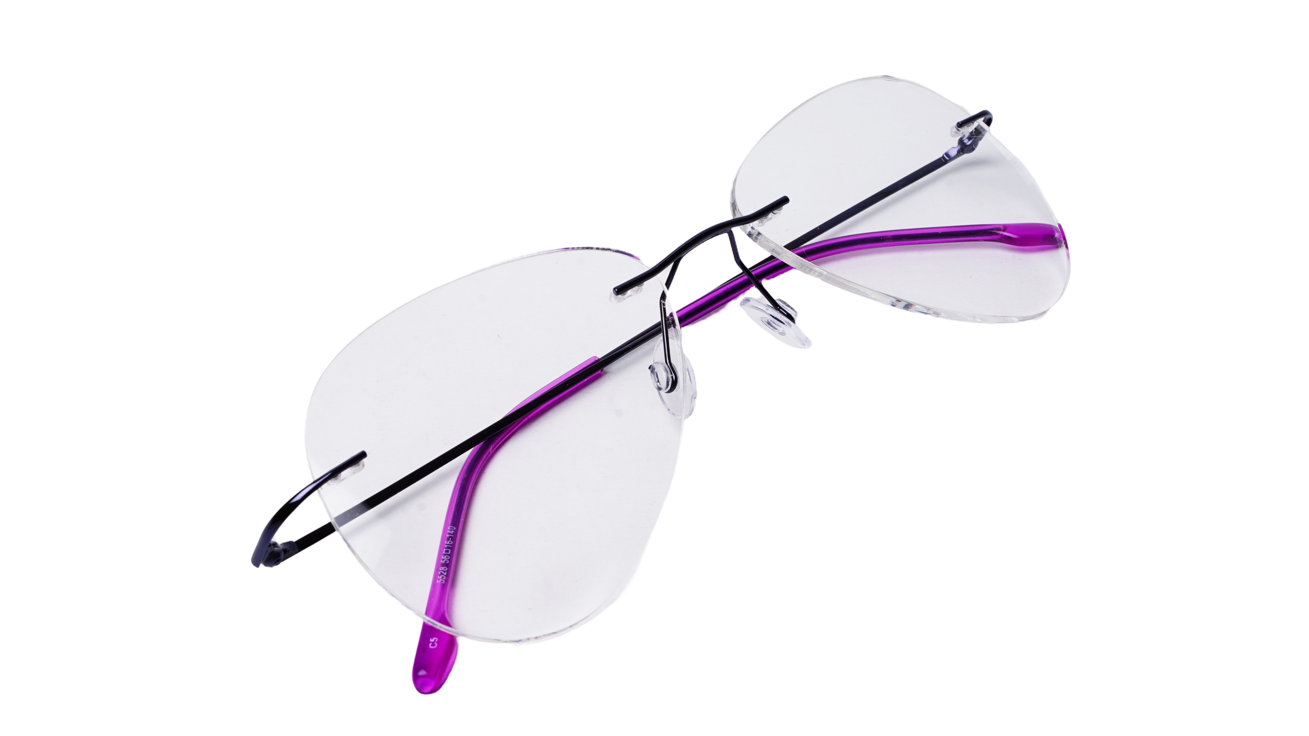 Soigné Female Rimless Aviator Spectacle Frame.Black-Large