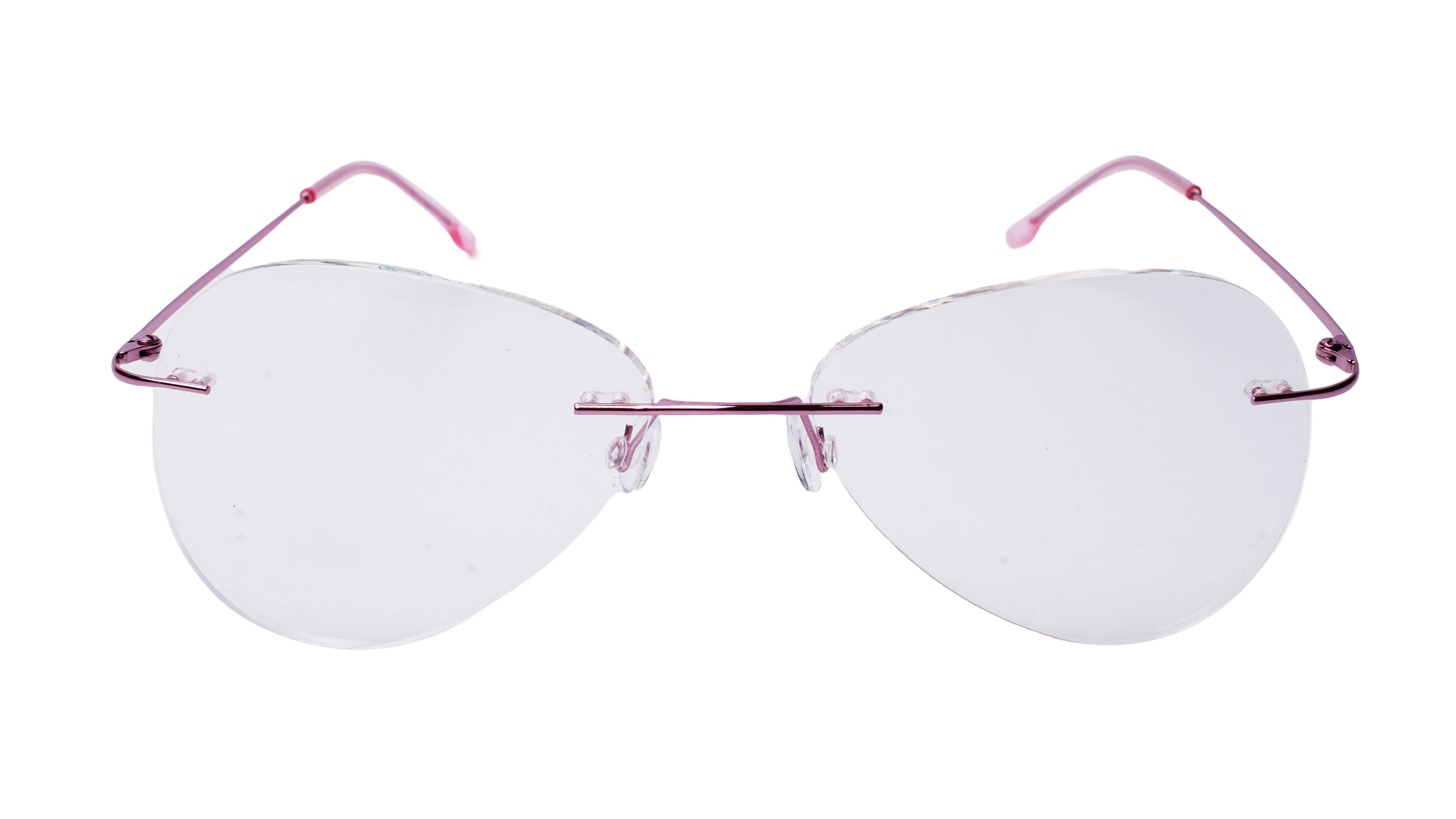 Soigné Female Rimless Aviator Spectacle Frame.Pink-Large
