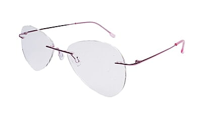 Soigné Female Rimless Aviator Spectacle Frame.Pink-Large