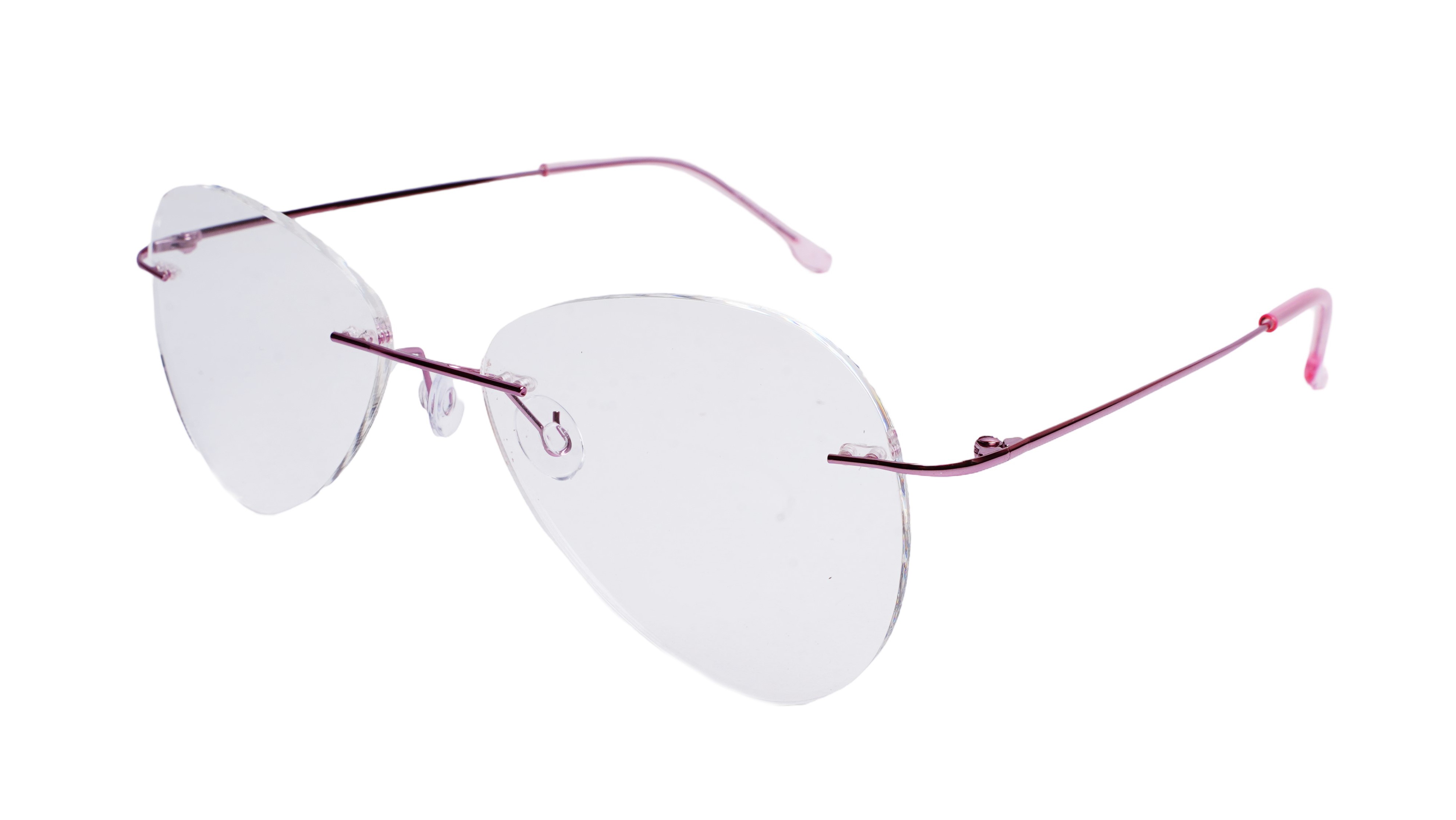 Soigné Female Rimless Aviator Spectacle Frame.Pink-Large