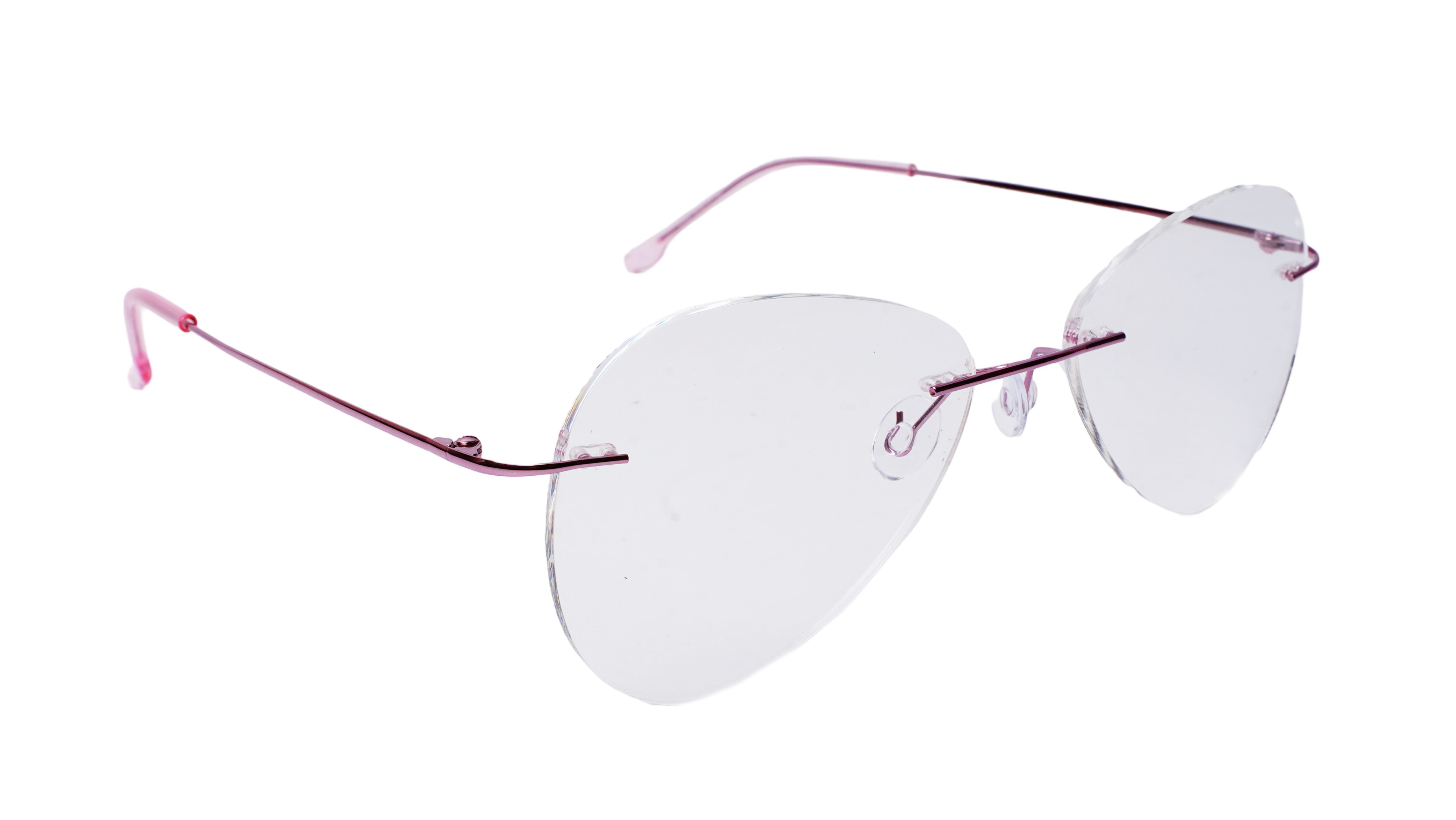 Soigné Female Rimless Aviator Spectacle Frame.Pink-Large