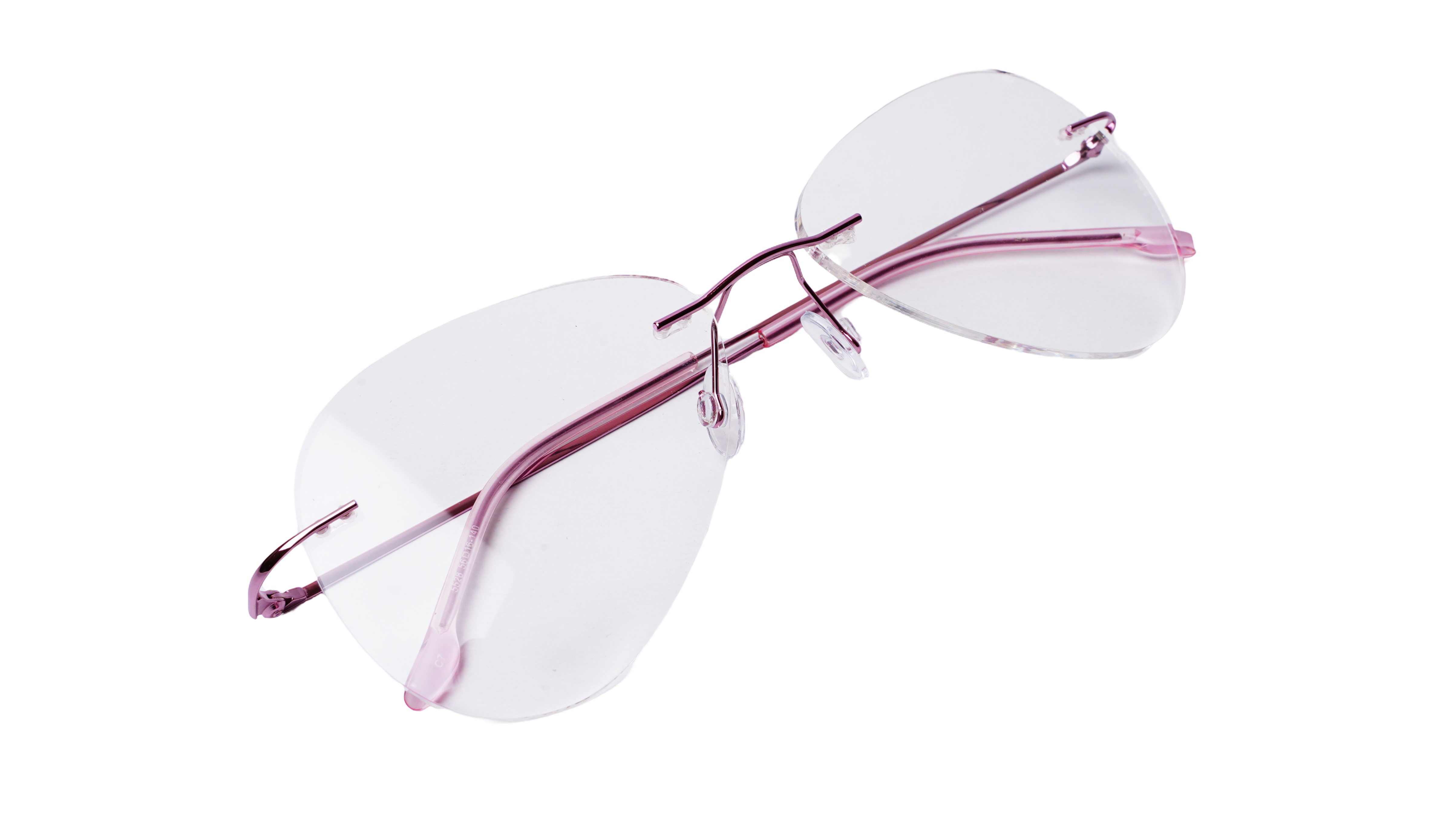 Soigné Female Rimless Aviator Spectacle Frame.Pink-Large