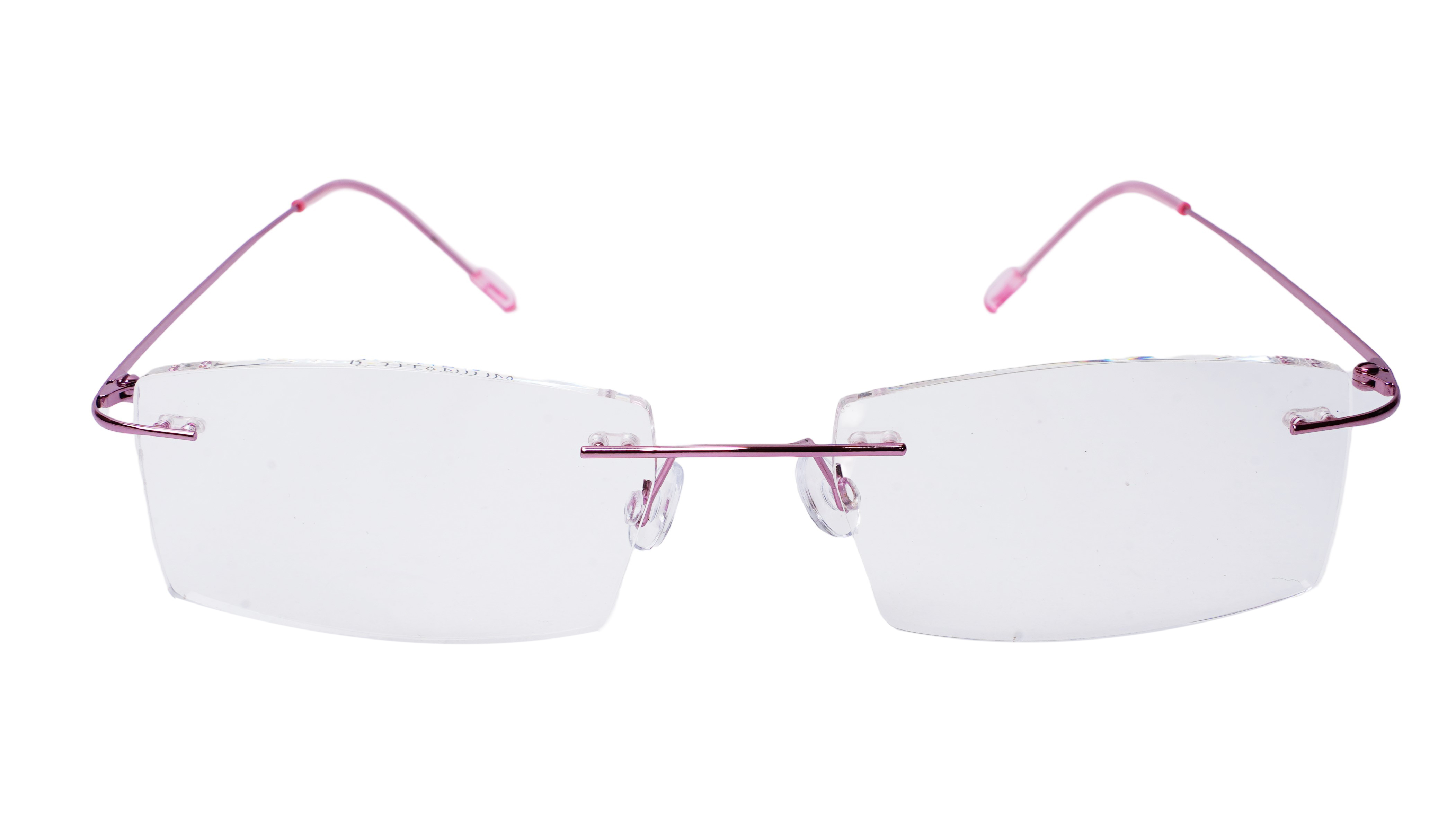 Soigné Female Rimless Rectangular Spectacle Frame.Light Pink