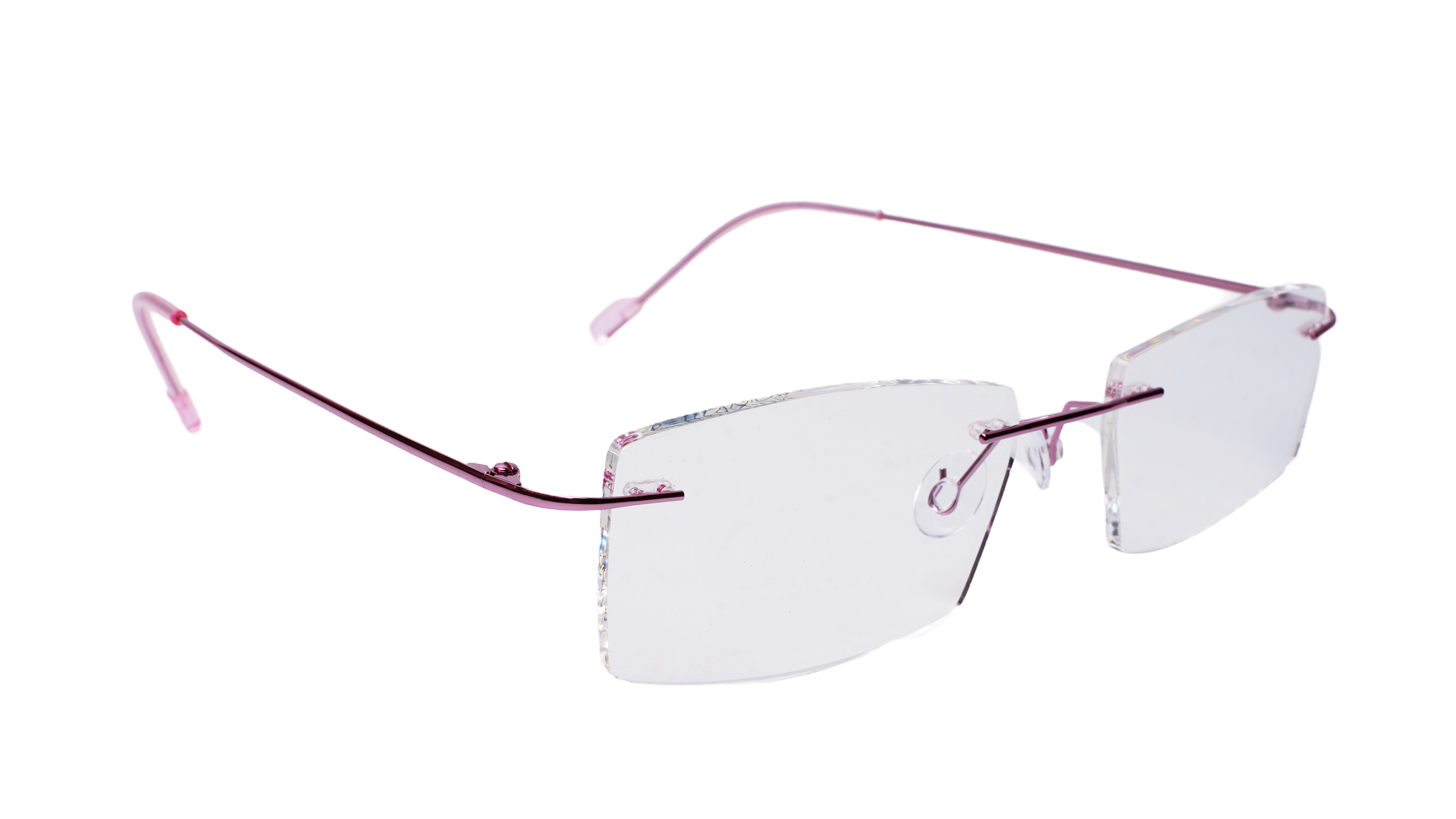 Soigné Female Rimless Rectangular Spectacle Frame.Light Pink