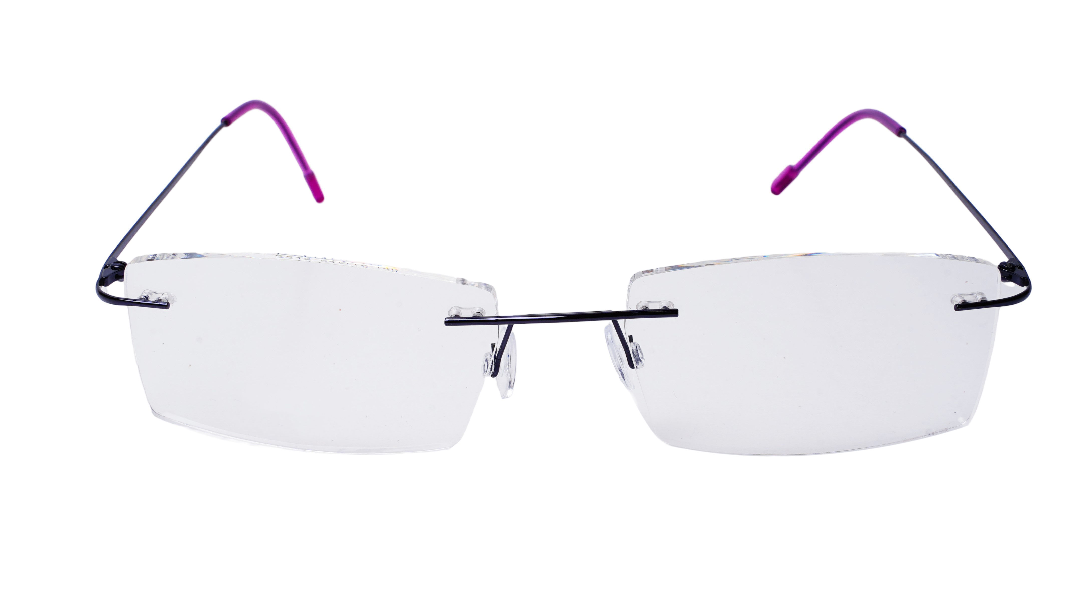 Soigné Female Rimless Rectangular Spectacle Frame.Black&Pink