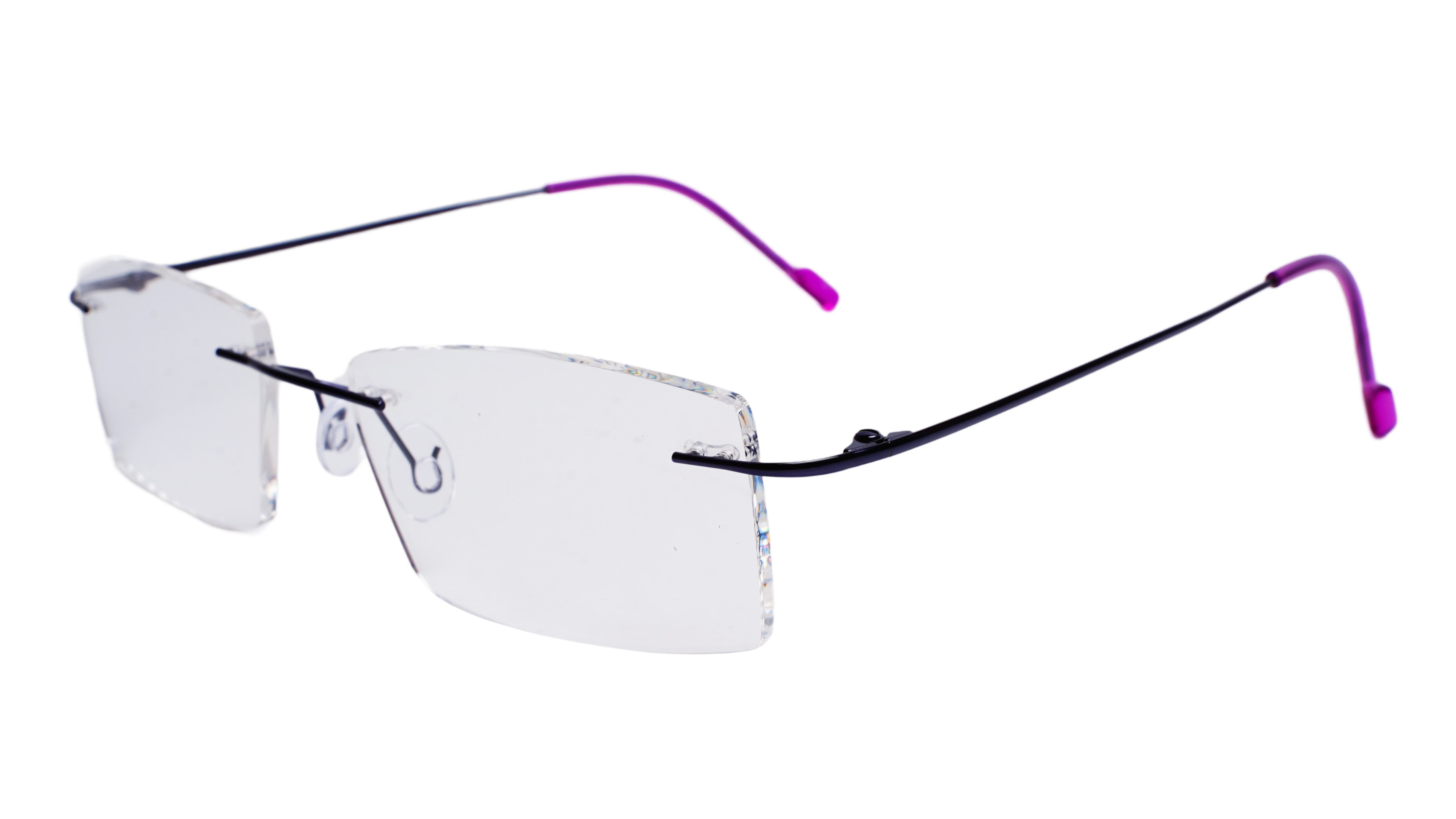 Soigné Female Rimless Rectangular Spectacle Frame.Black&Pink