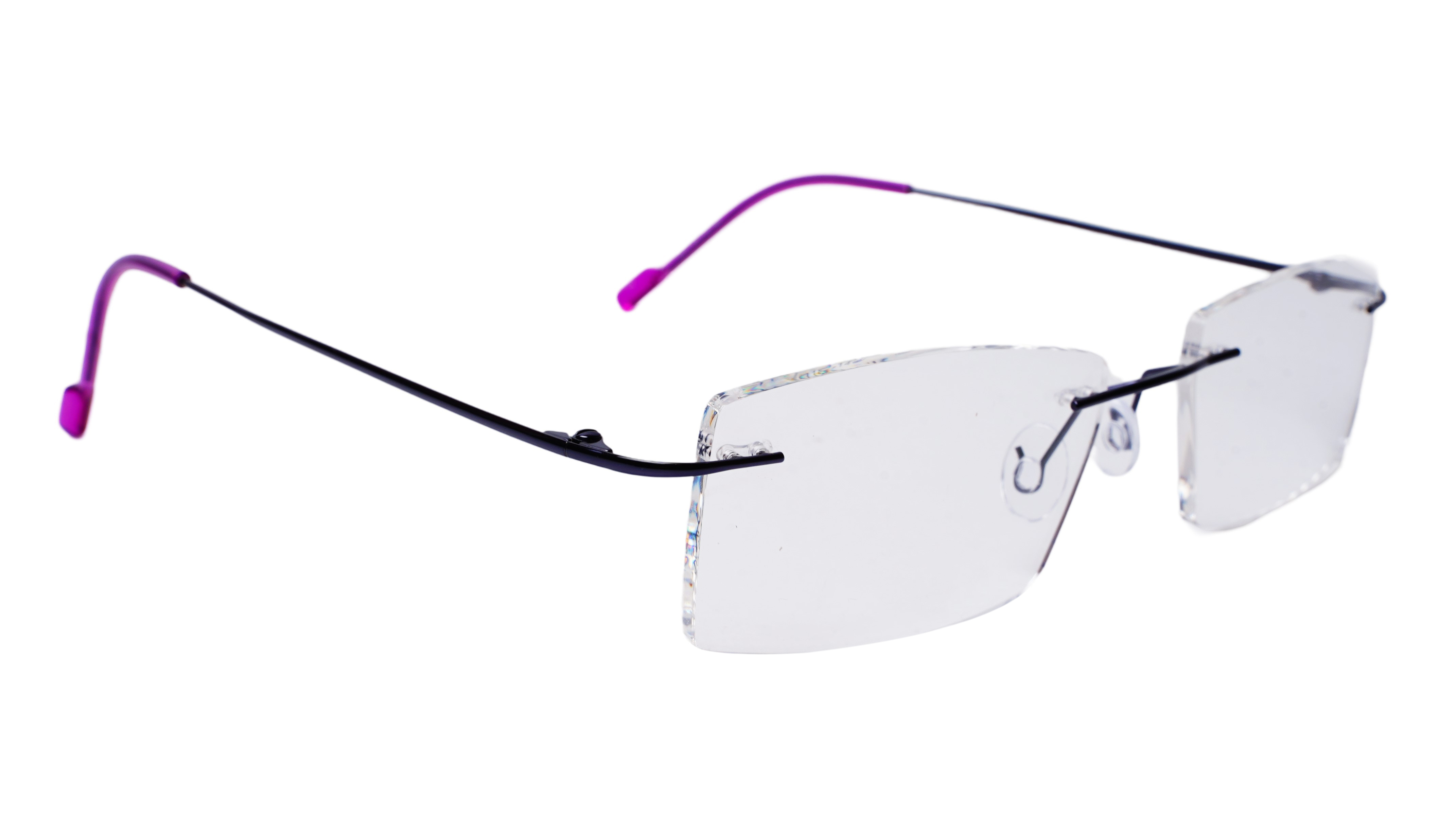 Soigné Female Rimless Rectangular Spectacle Frame.Black&Pink
