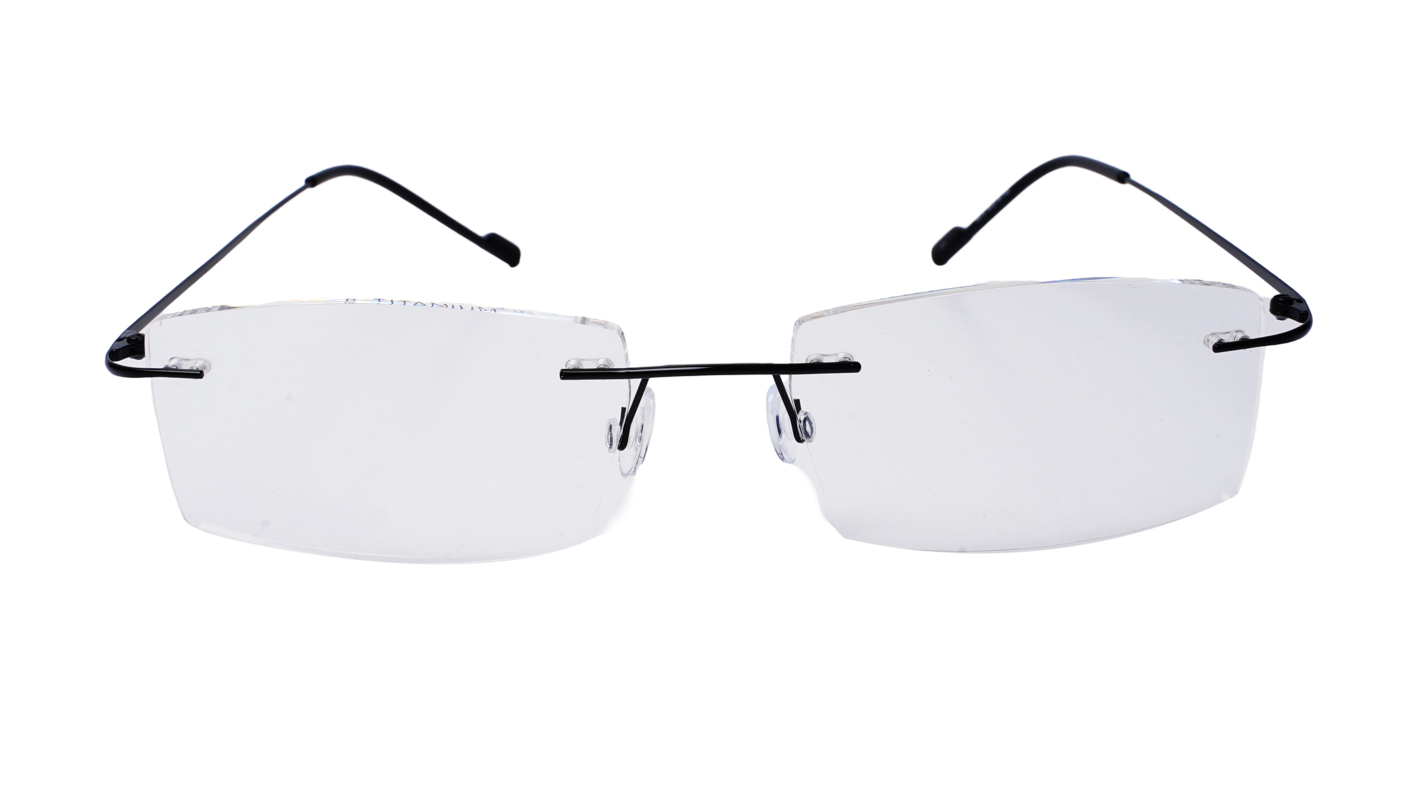 Soigné Unisex Rectangular Rimless Spectacle Frame.Black
