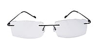 Soigné Unisex Rectangular Rimless Spectacle Frame.Black