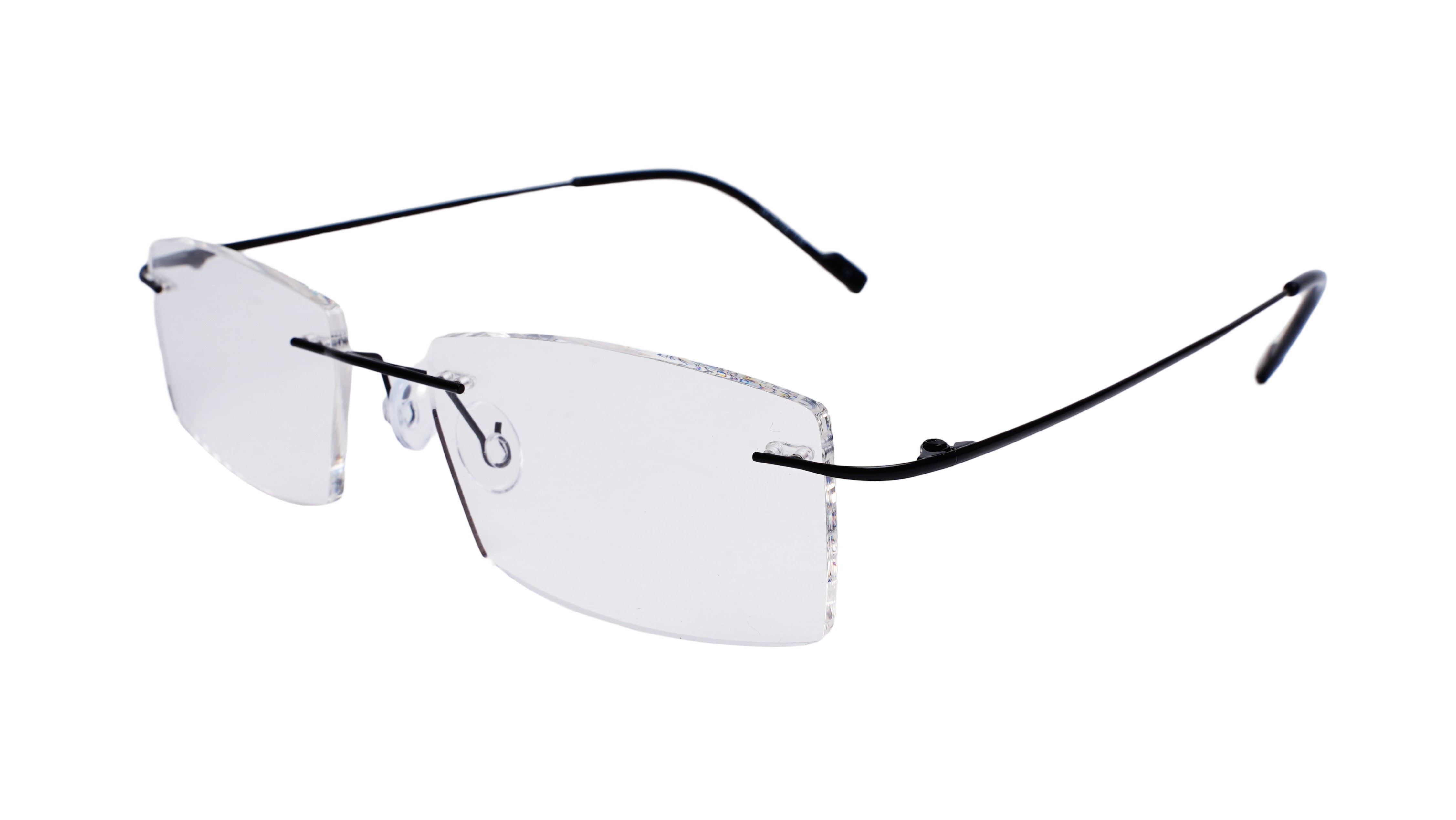 Soigné Unisex Rectangular Rimless Spectacle Frame.Black