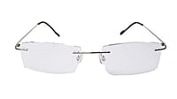 Soigné Unisex Rectangular Rimless Spectacle Frame.Silver Soigné Unisex Rectangular Rimless Spectacle Frame.Silver