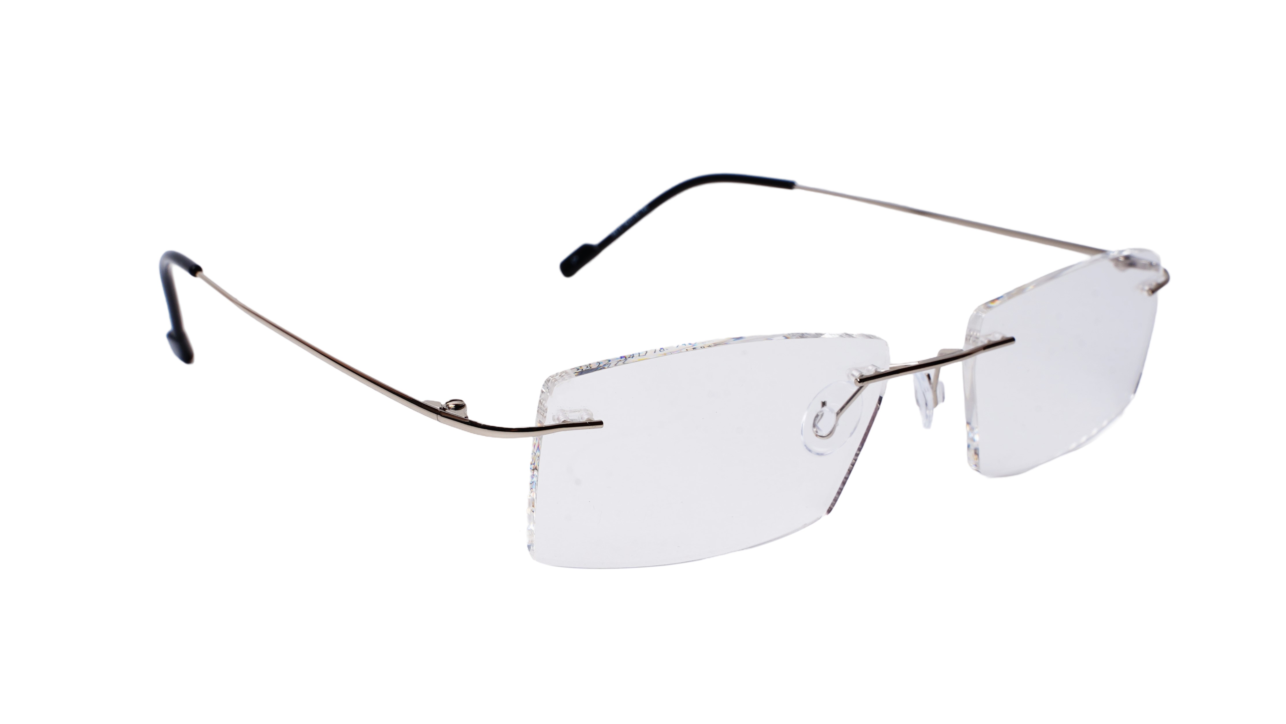 Soigné Unisex Rectangular Rimless Spectacle Frame.Silver