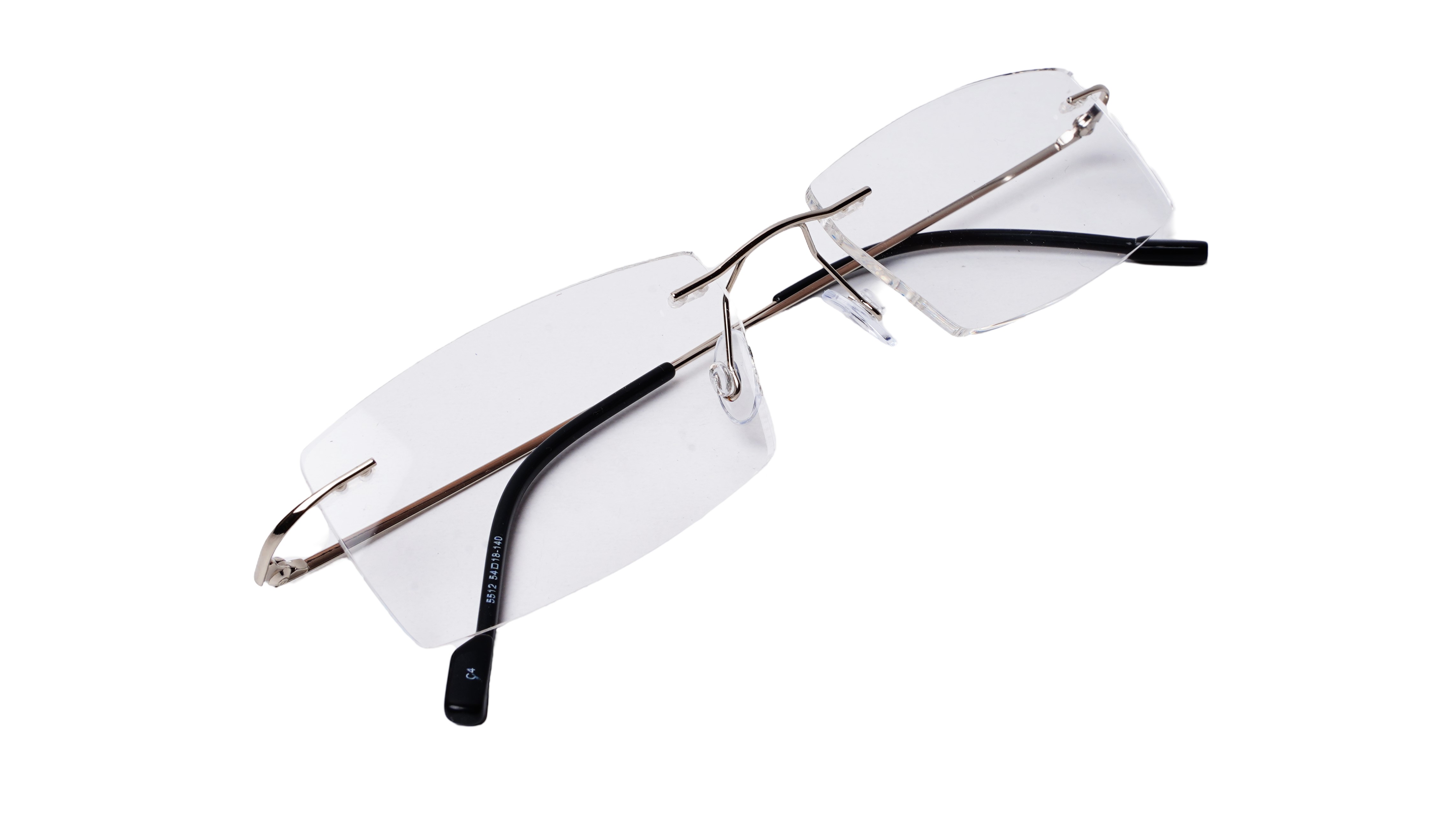 Soigné Unisex Rectangular Rimless Spectacle Frame.Silver