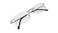 Soigné Unisex Rectangular Rimless Spectacle Frame.Silver Soigné Unisex Rectangular Rimless Spectacle Frame.Silver