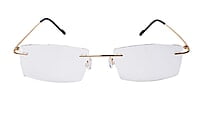 Soigné Unisex Rectangular Rimless Spectacle Frame.Golden Soigné Unisex Rectangular Rimless Spectacle Frame.Golden