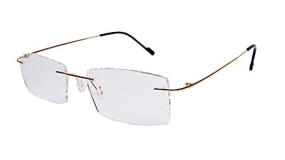 Soigné Unisex Rectangular Rimless Spectacle Frame.Golden