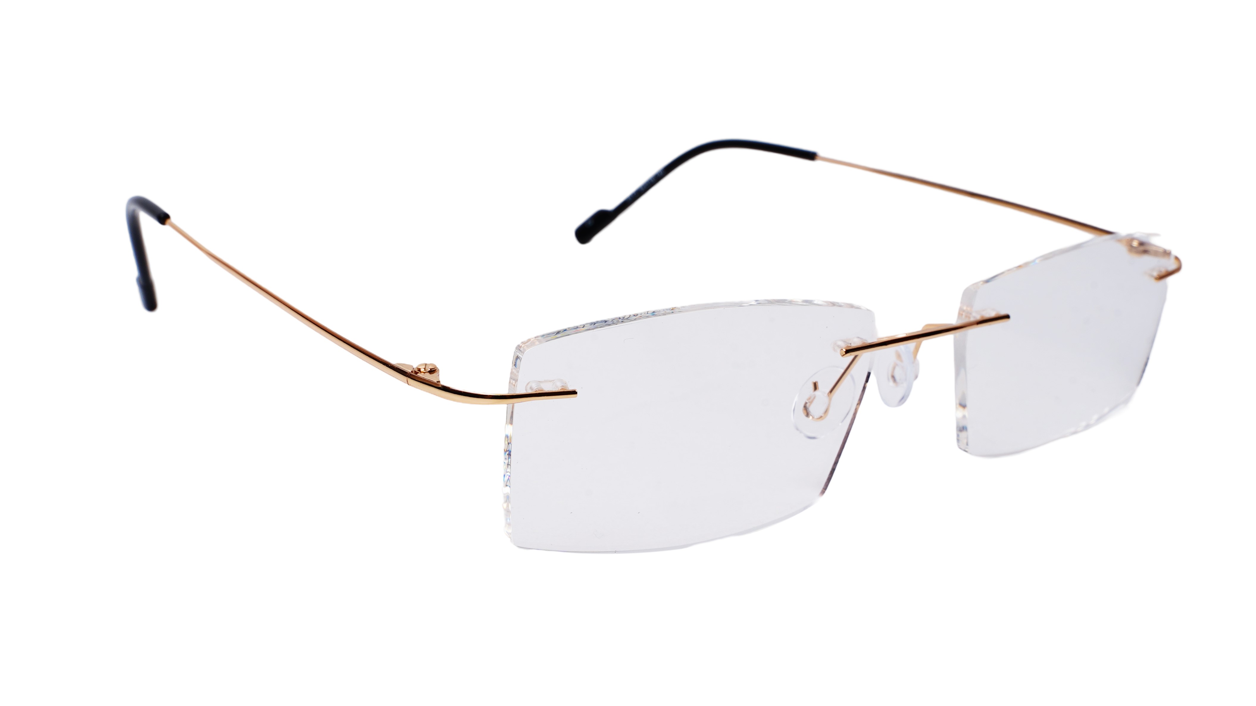Soigné Unisex Rectangular Rimless Spectacle Frame.Golden