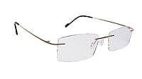 Soigné Unisex Rectangular Rimless Spectacle Frame.Golden Soigné Unisex Rectangular Rimless Spectacle Frame.Golden