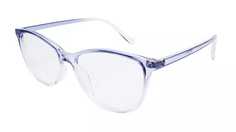 Soigné Female Large Cat Eye Spectacle Frame.Blue&Transparent