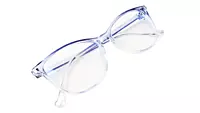 Soigné Female Large Cat Eye Spectacle Frame.Blue&Transparent