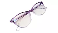 Soigné Female Large Cat Eye Spectacle Frame.Purple&Transparent