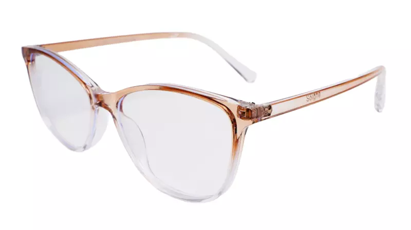 Soigné Female Large Cat Eye Spectacle Frame.Brown&Transparent