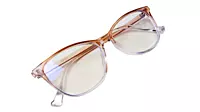 Soigné Female Large Cat Eye Spectacle Frame.Brown&Transparent