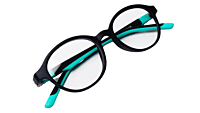 Soigné Kids Small Round Spectacle Frame.Black&Green.(4-11)Yr-Unisex Soigné Kids Small Round Spectacle Frame.Black&Green.(4-11)Yr-Unisex