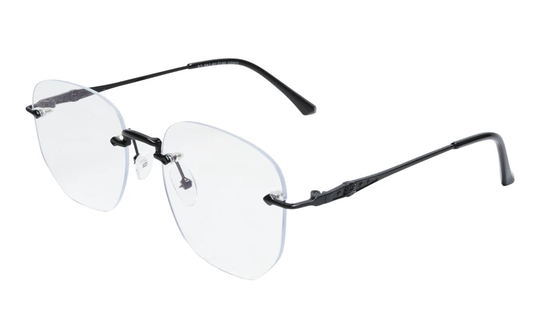 Soigné Unisex Square Rimless Spectacle Frame.Black-Medium
