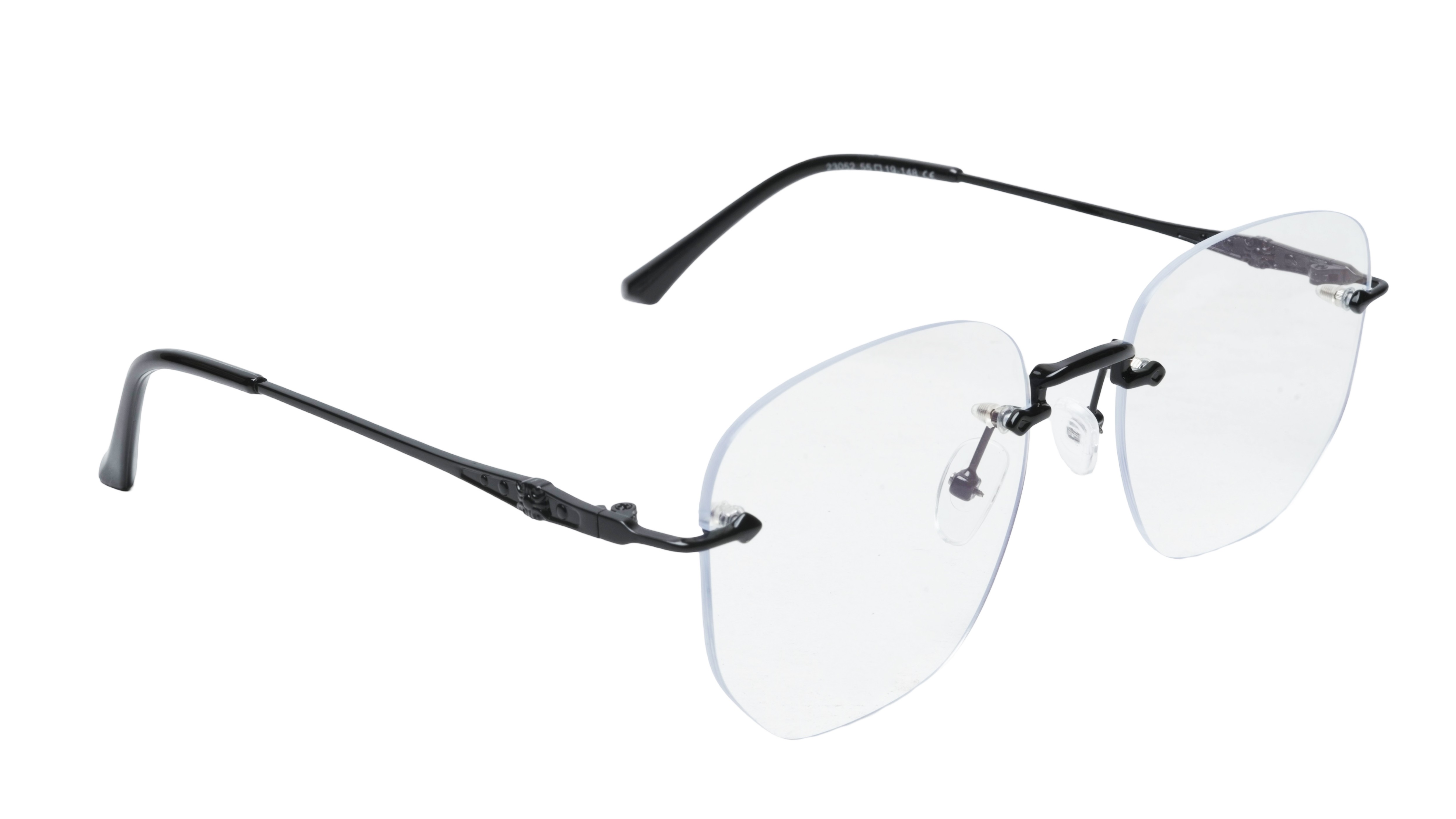 Soigné Unisex Square Rimless Spectacle Frame.Black-Medium
