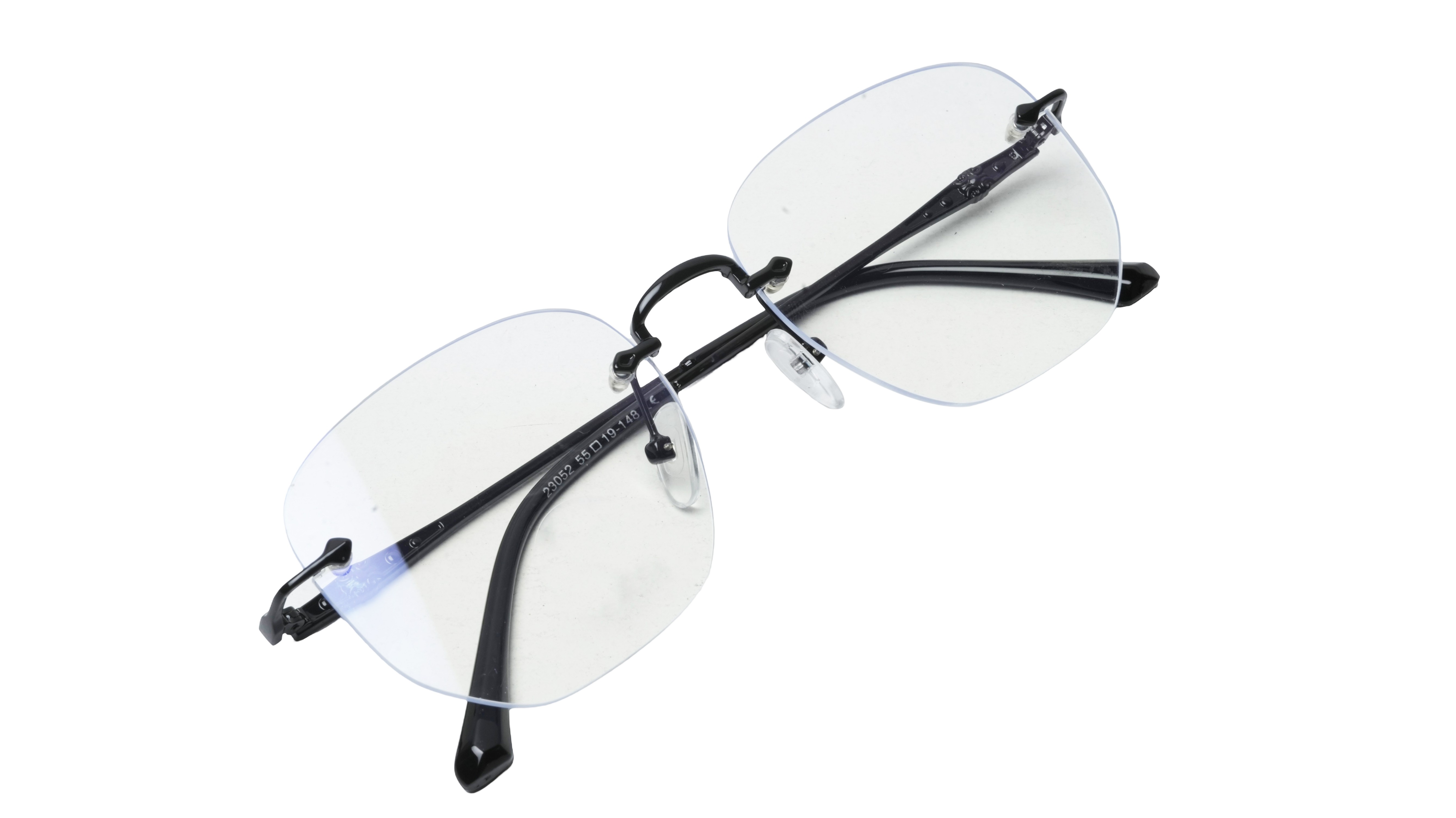 Soigné Unisex Square Rimless Spectacle Frame.Black-Medium