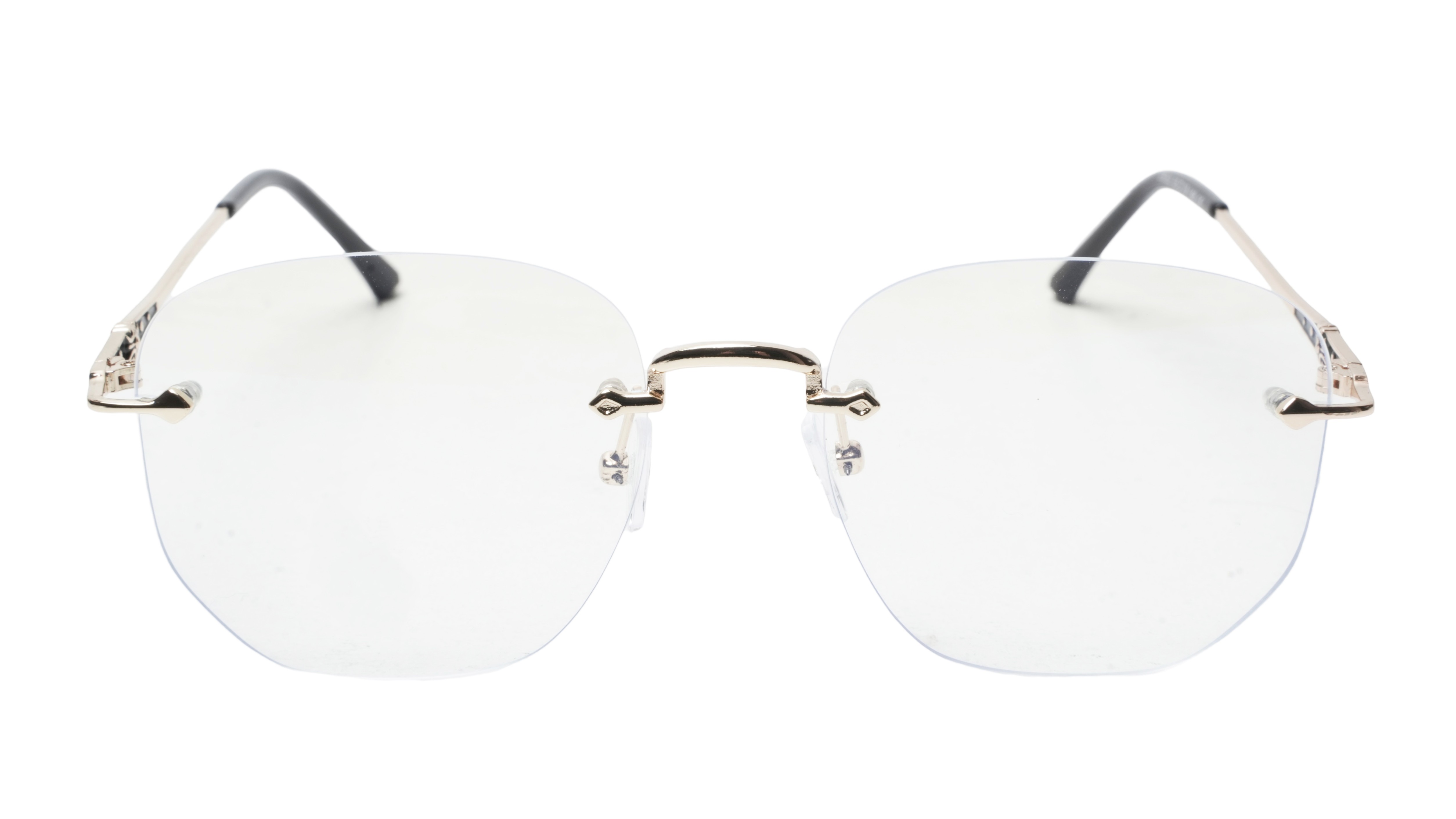 Soigné Unisex Square Rimless Spectacle Frame.Gold&Black-Medium Soigné Unisex Square Rimless Spectacle Frame.Gold&Black-Medium