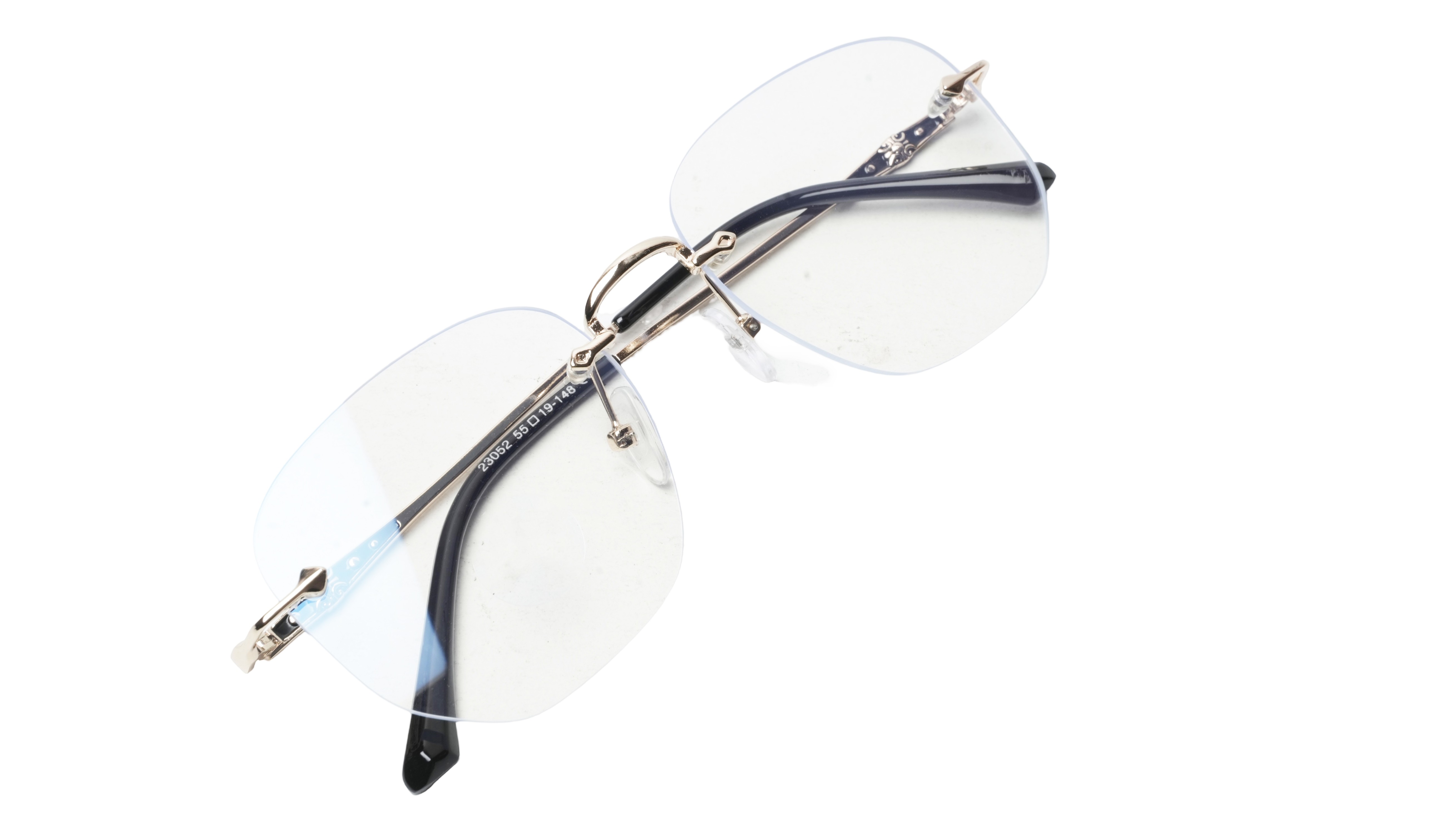Soigné Unisex Square Rimless Spectacle Frame.Gold&Black-Medium Soigné Unisex Square Rimless Spectacle Frame.Gold&Black-Medium