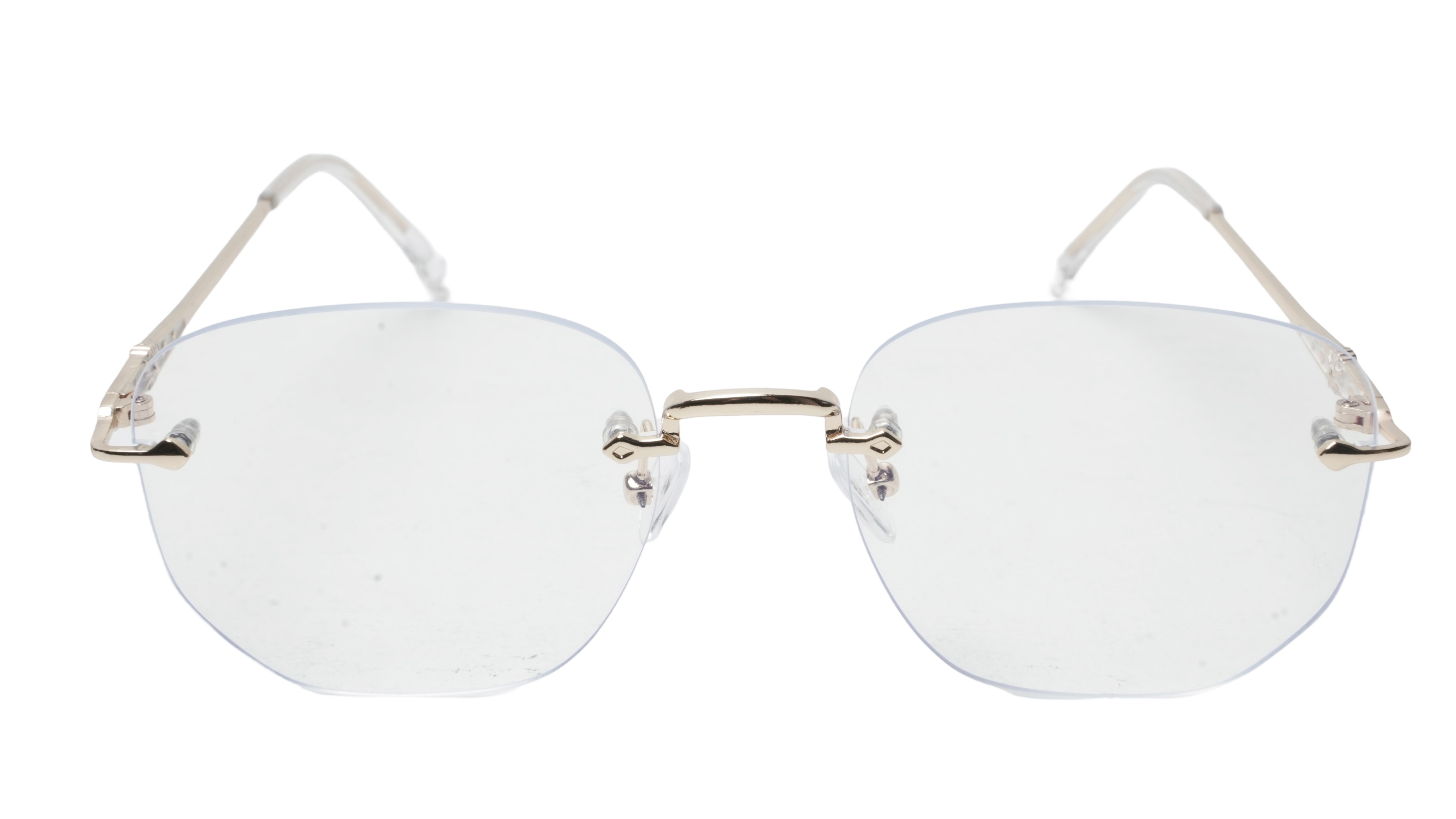 Soigné Unisex Square Rimless Spectacle Frame.Golden-Medium Soigné Unisex Square Rimless Spectacle Frame.Golden-Medium