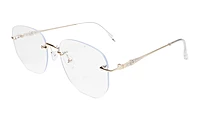 Soigné Unisex Square Rimless Spectacle Frame.Golden-Medium
